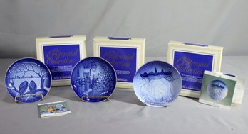 Three Hand Painted Bing & Grondahl Centennial Collection Collector Plates In Original Boxes