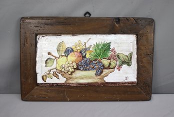Rustic Style Ceramic Tile Wall Hanging Of Fruit Still Life