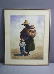 Framed Original Watercolor Signed And Dated Arrasco '82