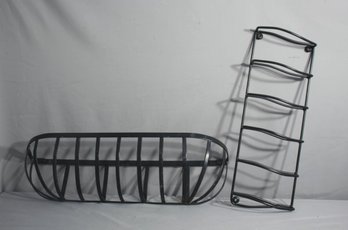 Iron Planter And Wall Hanging Wine Rack