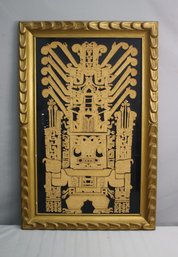 Unique Peruvian Intarsia Art Panel Depicting The Inca Deity Viracocha