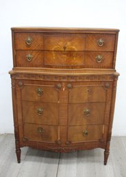 Vintage Marquetry Inlay Wooden Chest Of Drawers