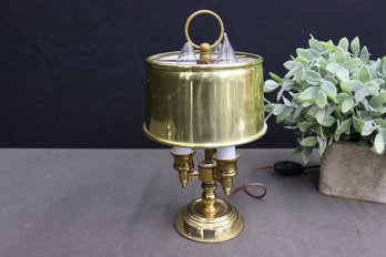 Brass Base And Brass Shade Triple Candle Desk Lamo