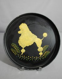 Vintage Toleware Tray With Hand-Painted Poodle Motif, 12-Inch Round