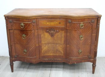 Classic Three-Drawer Mahogany Dresser With Decorative Inlays