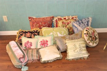 Group Lot Of Rich Floral Throw Pillows