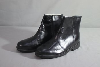 Men Vintage Black Leather Zipper Boots By Ambassador Sz 9D