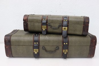 Two Decorative Wood And Leather Travel Cases