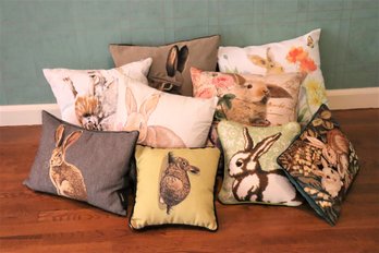 Group Lot Of Bunny Rabbit Image Throw Pillows