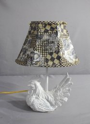 Vintage Rooster Motif Table Lamp W Shades