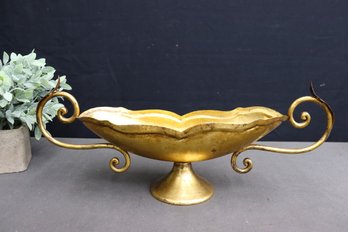 Gold-tone Tole Painted Metal Gondola Bowl