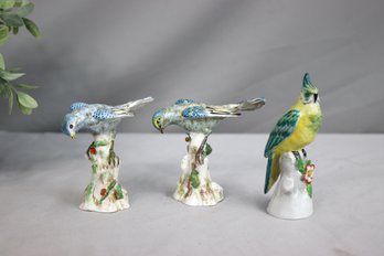 Group Lot Of 3 Vintage French Porcelain Bird Figurines