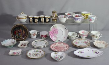 Group Lot Of Mixed Fine China Cups, Saucers, Trays, Plates Etc