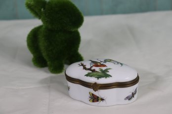 A. Reynaud Ceralene Limoges Butterlfies And Birds Clamshell Trinket Box