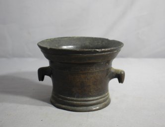 Antique Bronze Mortar With Handle