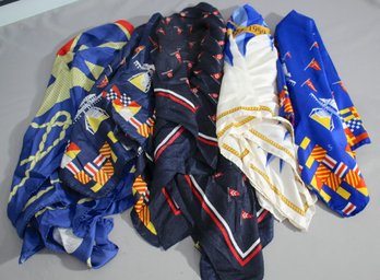 Group Of Five (5) Beautiful Vintage Nautical  Silk Scarfs''