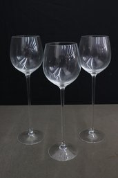 Trio Of Moser Czech Crystal  Super Tall Wine Glasses