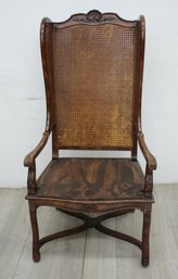 Antique High-Back French Chair With Replaced Seat