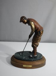 Bronze Golfer Figurine - The Squire By Sculptor G.W. Lundeen