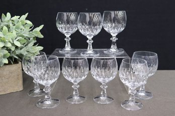 Group Of 9 Regal Cut Glass Red Wine Goblets