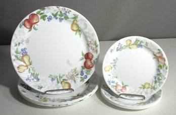 Set Of 8 Corelle CHUTNEY Plates Swirl Rim  7' & 10''  Round