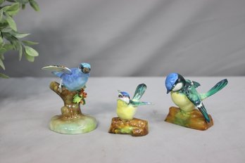 Group Lot Of 3 Vintage Fine Bone China Bird Figurines