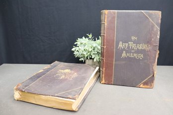 Two Antique Art Books - The Gallery Of Contemporary Art And The Art Treasures Of America (condition Issues)