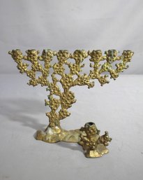 Vintage Menorah Prickly Pear Sabra Cactus Brass Israel Hanukkah Jewish