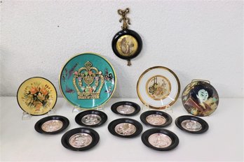 Group Lot Of Decorated Ceramic And Metal Wall Medallion Plates