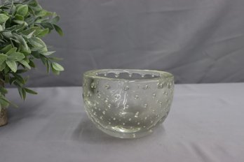 Hand Blown Clear Art Bubble Glass Bowl