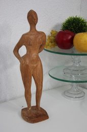 Painted Cast Resin Standing Nude Statue, Signed On Base Haber