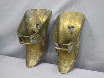 A Pair Of Antique Brass Spanish Colonial Revival Slipper Stirrup Shoes