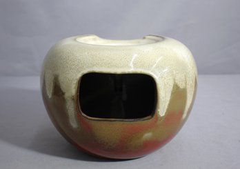 Mid-Century Modern Ceramic Planter, Organic Form With Earth Tone Glazes