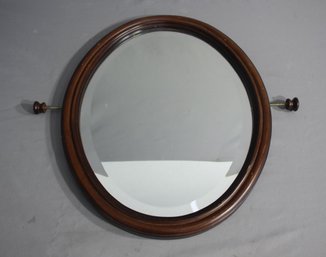 Round Wooden  Shaving Stand Mirror