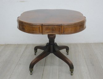 Vintage Drum Table With Four Drawers And Pedestal Base