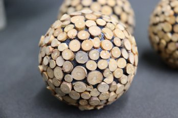 Group Lot Of Decorative Wood Branch Disc Balls