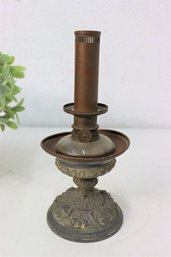 Antique Brass Candlestick Oil Lamp With Cut-out Column For Flame