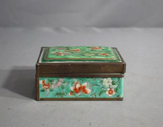 Antique Chinese Famille Rose Enamel Box With Damaged Lid
