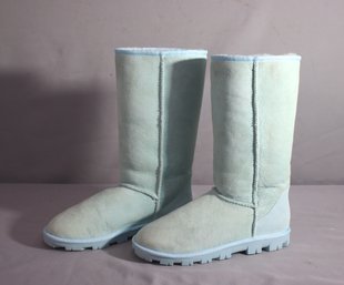 UGG Australia Light Blue Suede And Shearling Tall Boots  Size 8