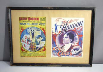 Framed Harry Houdini 'King Of Cards' And 'The Jail Breaker' Vintage Poster Reprints