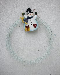 Snowman Holiday Card Holder Wreath