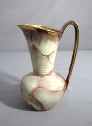 Carstens Tonnieshof Pottery Pitcher, Mid-Century Modern, Gold Drip Trim, #459, West Germany
