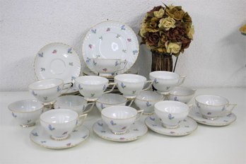 Group Lot Of Royal Tettau Bavaria German Porcelain Coffee Cups/Saucers And Dessert Plates (partial Set)