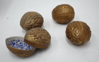 Four (4) Vintage Paper Mache Walnuts