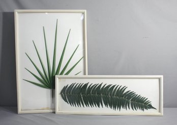 Pair Of White Frame With Artificial Leaf