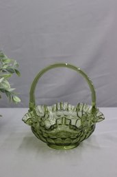Fenton Basket Colonial Green Thumbprint Basket