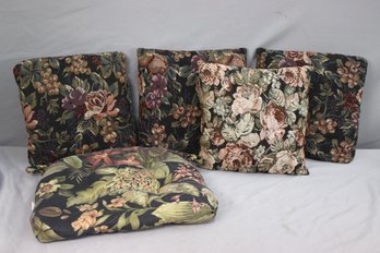 Group Lot Of 5 Floral Throw Pillows