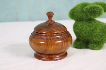 Antique Hand-Turned From Single Block Of Wood Burl Wood Tea Caddy