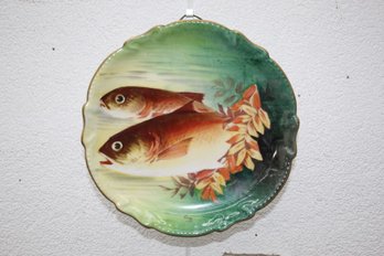 Vintage Hand Painted Two Trout LRL Limoges Porcelain Cabinet Plate