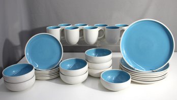 30 Pcs Crate & Barrel Blue And White Dinnerware-Partial